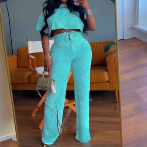 ชุดลำลองผู้หญิง 2 ชิ้น ลายมัดย้อม คอกลม แขนสั้น กางเกงผูกเอว แฟชั่น - Product Image 3