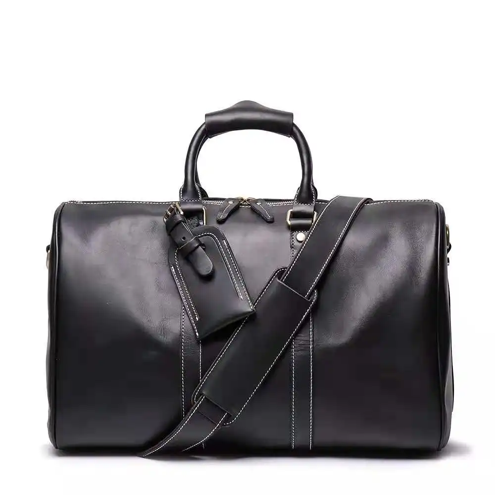 Large Capacity Men Cowhide Genuine Leather Bags Luxury Duffel Travel Retro Crazy Horse Duffle leather duffle bag