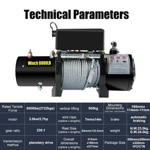 <span class=keywords><strong>Treuil</strong></span> électrique 6000LB pour Jeep Truck SUV ATV UTE, 4WD Off-Road Recovery avec télécommande sans fil, forte puissance de traction - Product Image 4