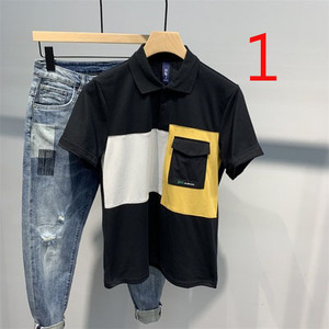 Le strisce estive della maglietta 3235 da uomo erano sottili a mezza manica sottili 2025 nuove maniche corte alla moda Standard ricamate - Product Image 1