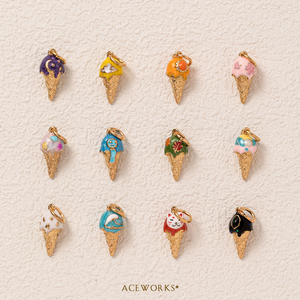 Galería de Artículos Originales |   Dijes de Cono de Helado de Latón Chapado en Oro de 18K con Esmalte, Colgantes Coloridos de Postres para Fabricación de Joyas - Product Image 2