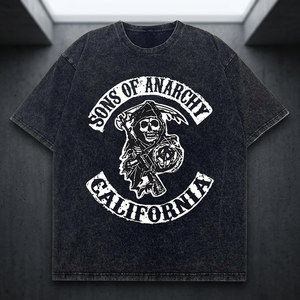 เสื้อยืดโอเวอร์ไซส์ทรงวินเทจ ปี 2026 ลาย Sons Anarchy สำหรับทุกเพศทุกวัย สไตล์ไบค์เกอร์แก๊ง ผลิตจากผ้าฝ้าย 100% แขนสั้น แห้งเร็ว - Product Image 3
