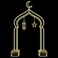 LED-Lichterkette Halbmond-Hängelaterne Grüner Stern Warmes Netz Bogen Ramadan Fotorahmen für Hotel-Lobby Festdekoration IP65