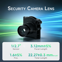 Objectif de caméra de sécurité à grande ouverture F1.6, 1,6 MP, 2,8 mm, objectif fixe, grand angle 110°, capteur 1/2,7'', vision de jour et de nuit, monture M12