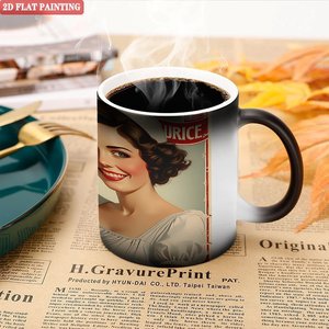 Mug en céramique noir givré 11 oz, changeant de couleur à la chaleur, pour pique-nique en plein air - Product Image 5