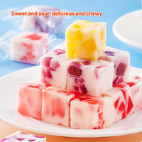 Bonbons Gélifiés Halal aux Fruits en Cubes, Sac de 1kg, 53% Jus Véritable, Probiotiques, Acide Lactique, Confiserie en Gros