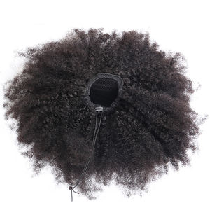 8 pulgadas Afro Puff moño de cabello humano moño postizo para mujer peluca cordón Cola de Caballo rizado Clip en extensiones cola de caballo - Product Image 1