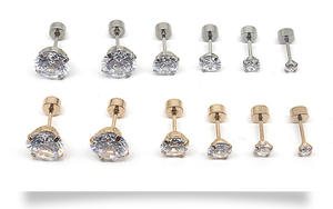 Joyería de moda para <span class=keywords><strong>hombre</strong></span>, anillo de oreja perforado chapado en oro de acero inoxidable con tachuelas de circón de 8mm, <span class=keywords><strong>Piercing</strong></span> para cartílago del trago del labio - Product Image 6