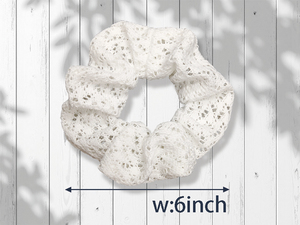 Elegan White Lace Scrunchie Hair Tie with Fashionable Design High Quality <b>Lightweight</b> & Elasticity for Women & Girls (16*4.5cm) - Product Image 5