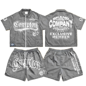 Ensemble deux pièces streetwear léger pour homme : veste coupe-vent respirante à manches courtes et short, personnalisable par le fabricant OEM - Product Image 2