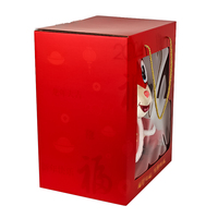 Boîte d'emballage rouge en carton ondulé avec poignée en papier pour jouet en peluche pour enfants en PVC fabriqué en Chine pour l'emballage de cadeaux du Nouvel An