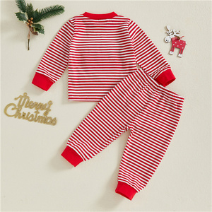 Bajo MOQ personalizado bordado fabricante <span class=keywords><strong>Navidad</strong></span> Bebé <span class=keywords><strong>Ropa</strong></span> bordada manga larga sudadera cintura elástica pantalones chico trajes - Product Image 3