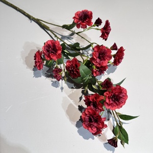Flores artificiales rosas flor rosa roja con ramo de tallo largo para la decoración del jardín de la boda del hogar - Product Image 3