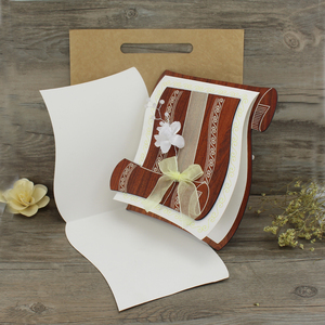 Sáng Tạo Ý Tưởng Mới Thiết Kế Hình Dạng Sóng Cổ Mộc Mạc Sang Trọng Bằng Gỗ Thẻ Lời Mời Đám Cưới Với Voan Ribbon Và Hoa - Product Image 4