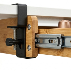 Tiroir à dosettes de café en bambou à fixer sous l'étagère, sans perçage, avec pince en C, organisateur coulissant gain de place pour 30 dosettes <span class=keywords><strong>Nespresso</strong></span> - Product Image 4