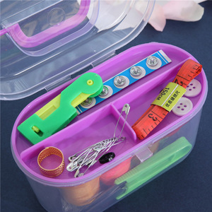 Portable <b>Sewing</b> Kit With Needles Thread Storage <b>Box</b> For Home Use Oval Plastic Case - Product Image 2