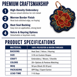 Portachiavi con Patch Ricamata a Motivo Mappa del <span class=keywords><strong>Mondo</strong></span>, Personalizzabile per Zaino, Souvenir di Viaggio, Portachiavi con Bandiera Nazionale - Product Image 3
