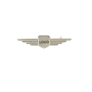 Épingle à badge personnalisée avec logo de bouclier simple, ailes d'aigle dorées et argentées, épingle à badge d'aile, emblème vierge - Product Image 6