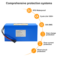 Baterai Lithium 48V Dapat Diisi Ulang dengan Pengisi Daya 42V Terintegrasi BMS 30A Kompatibel dengan Motor Sepeda Listrik 0-1000W Proyek DIY