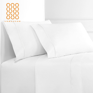LONGSHOW grosir Hotel linen putih kustom katun mewah seprai hotel bordir - Product Image 5