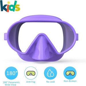 หน้ากากดำน้ำสำหรับเด็ก หน้ากากดำน้ำแบบหน้าต่างเดียว กรอบซิลิโคน ป้องกันฝ้า อุปกรณ์ดำน้ำสีส้ม - Product Image 5