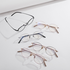Montura de Gafas Ópticas de Metal Ovaladas Retro para Mujer, Ligeras, Anti Luz Azul, para Miopía y Prescripción - Product Image 1