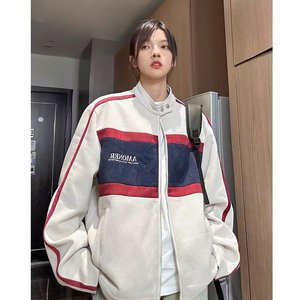 Chaqueta Deportiva de Algodón 100% con Parches para Bebés, Invierno, Cuello Camisero, Estilo Americano Holgado, Chaqueta de Motociclista - Product Image 1