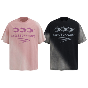 T-shirts personnalisés en gros, style streetwear, avec impression délavée à l'acide, col rond, coupe boxy, style hip-hop, épaules tombantes, pour la création <span class=keywords><strong>de</strong></span> designs sur <span class=keywords><strong>site</strong></span> - Product Image 1