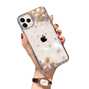 Custodia per cellulare <span class=keywords><strong>trasparente</strong></span> di lusso 16/15 <span class=keywords><strong>Apple</strong></span> per iPhone 14 con strass fiore di perle Creative transfrontaliere - Product Image 5