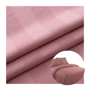 Manufacturer wholesale pink bed sheet material polyester satin stripe jacquard fabric in roll