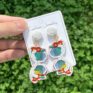 Boucles d'oreilles tissées Style Resort élégant lunettes de soleil perles de riz colorées boucles d'oreilles exagérées pour femmes Uionen 1821 - Product Image 6