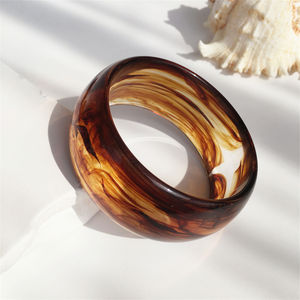 Pulsera de Acrílico con Patrón Marrón <span class=keywords><strong>y</strong></span> Certificado UJBOX REACH, Joyería para Mujer, Brazaletes Brillantes, Joyería de Moda al por Mayor - Product Image 2