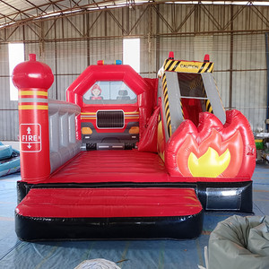 Château gonflable KUBIXION, modèle en tissu maillé KU-465, grande taille, toboggan et trampoline pour 6 personnes, aire de jeux extérieure pour enfants - Product Image 1