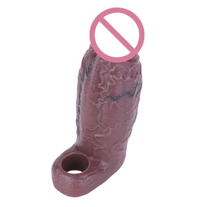 Schwarze Simulations-Penishülle mit Hohlraum, Penisring aus Silikonleder für Männer, lang, dick, Cross-Border-Modell 8115-8128 - Product Image 3