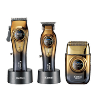 Tondeuse à Cheveux Professionnelle Kemei Max Km-8557 Pro Super Luxe Combo – Kit de Coiffure Sans Fil avec Station de Recharge Électrique