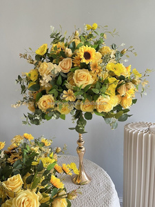 Arrangements de boules florales artificielles M14 OEM boules de fleurs de roses blanches roses centres de table en soie pour décoration de table de mariage - Product Image 3