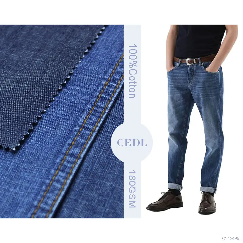 Cotton Denim Indigo Nhuộm Dệt Vải Cho Áo Khoác Jean GOTS Chứng Nhận Sợi Nhuộm INDIGO TWILL