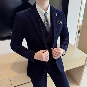 <span class=keywords><strong>Costume</strong></span> pour <span class=keywords><strong>homme</strong></span> en <span class=keywords><strong>velours</strong></span> de luxe sur mesure en gros, à simple boutonnage, col à revers cranté, coupe ajustée, 2 pièces - Product Image 2