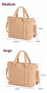 High Quality Custom DIY Winter Fashion Teddy Embroidery Letter Tote Handbags <b>Large</b> Capacity Waterproof Portable Shopping Bags - Product Image 6