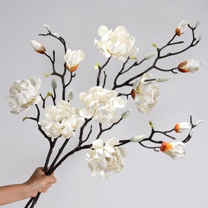 Arreglo de flores artificiales de Magnolia de estilo chino de varias cabezas, rama única, Pu Magnoliaceae, flor falsa, decoración del hogar - Product Image 2