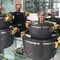 Ensemble de 3 casseroles isothermes de luxe 2,5L 4,5L 6,5L en acier inoxydable avec accent doré pour service de banquet