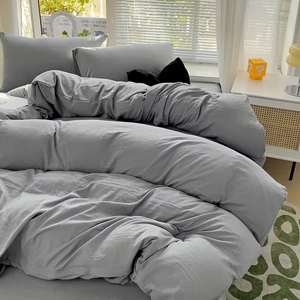 Linge de lit solide coton ensemble de literie 4 pièces avec drap housse de couette taies d'oreiller <span class=keywords><strong>Couple</strong></span> simple drap de lit <span class=keywords><strong>Couple</strong></span> simple taille jumelle - Product Image 4