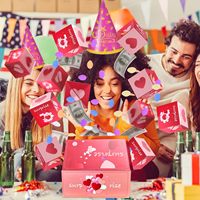 Vente en gros de boîte-cadeau surprise de haute qualité avec logo personnalisé explosion avec confettis pour argent proposition d'anniversaire de Saint-Valentin