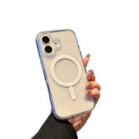Coque de protection transparente à paillettes double couche pour Apple 17 Pro/iPhone 17 Air Shockproof Luxury Magnetic Mobile Shell