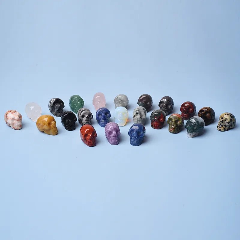 Grosir Tengkorak Batu Kecubung Kristal Mawar Ukir Tangan Kuarsa Berbagai Alami Mini untuk Fengshui