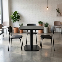 Table basse moderne en MDF noir et blanc avec pieds en métal, table à manger carrée en bois pour restaurant, vente en gros d'usine