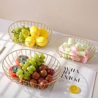 Corbeille à fruits ovale en fil de fer, style européen, plateau de service pour collations, pour la cuisine et la table à manger
