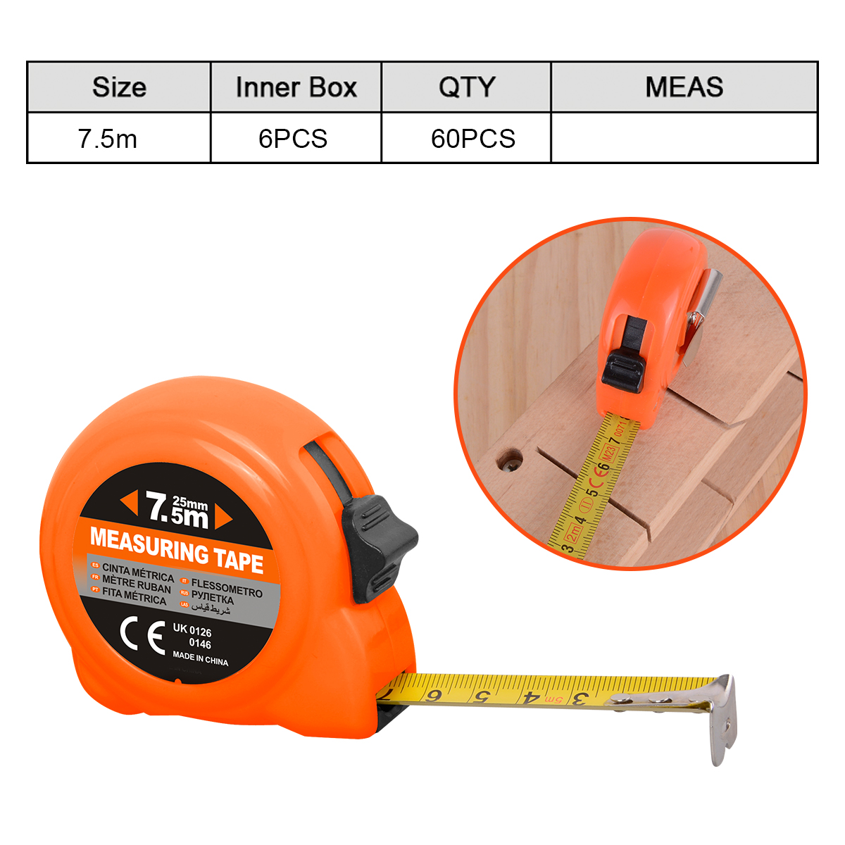 巻物 100 SHIND 94511 7.5m 30 ft読みやすい両面デュアル定規メートル