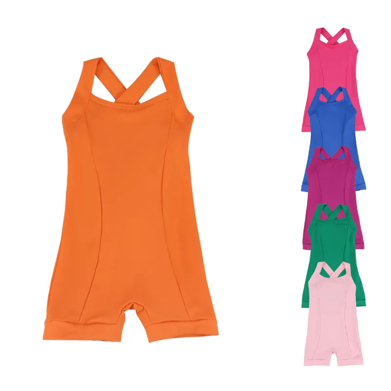 Wholesale Custom Children Clothes Summer Ruffled Design Skirt Nylon Girl Kids Yoga Set