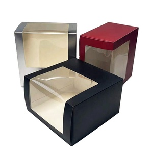 Großhandel Low MOQ Custom Recycled Square Folding Schwarzes Papier Baseball Cap Verpackungs box mit klarem PVC-Fenster - Product Image 3